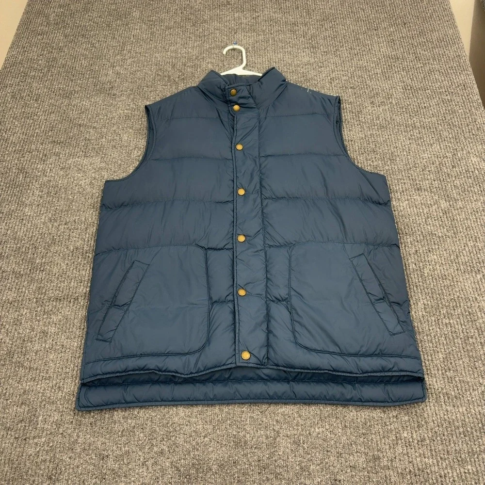 Lands' End Puffer Vest Mens L Blue Nylon‎ Down Insulated Mock Neck Gorpcore